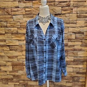 STUDIO WORKS BLOUSE BLUE LONG SLEEVE POLYESTER SIZE 3X